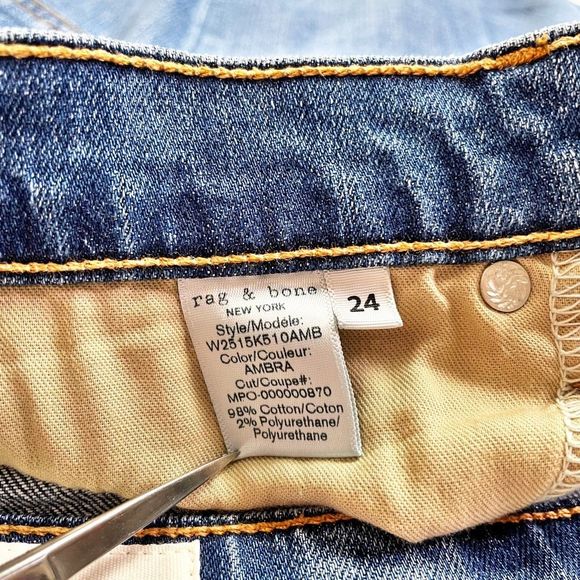 Rag & Bone Bella High Rise Boot Cut Flare Jean Slit Hem Ambra Medium Blue 24 - Picture 8 of 9
